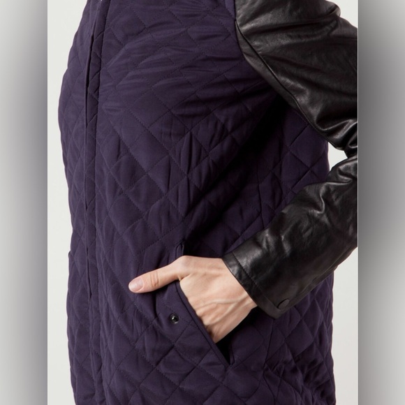Rag & Bone eggplant pacific silk quilted jacket with leather size XS - Picture 4 of 10